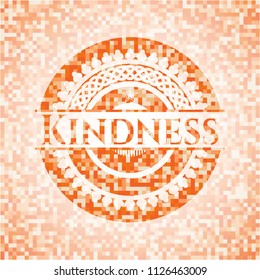 Kindness abstract emblem, orange mosaic background