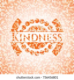 Kindness abstract orange mosaic emblem with background
