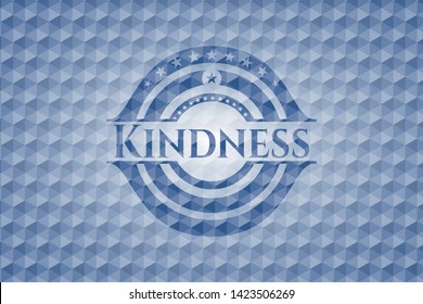 Kindness blue badge with geometric pattern background. Vector Illustration. Detailed.