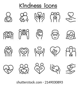 Kindness and care icon set in thin line style