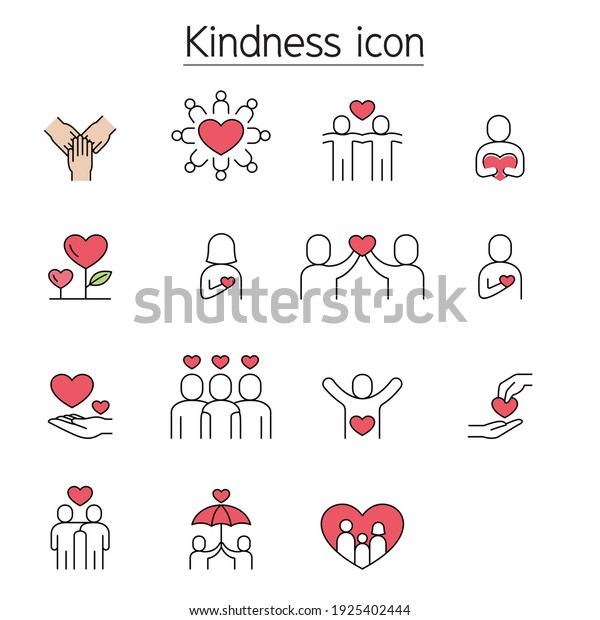 Kindness,
Charity, Donation fill color line
icons