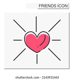 Kindness color icon. Feeling compassion. Caring about people. Human virtue and value. Heart. Friends line icon. Isolated vector illustration