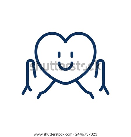 Kindness Education Icon. Thin Line Illustration of a Smiling Heart Held by Hands, Representing the Teaching of Kindness, Compassion, and Empathy. Isolated Outline Vector Sign.	