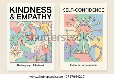 Kindness Empathy and Self-Confidence Abstract Posters