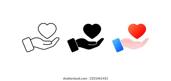 Amabilidad. Plano, colorido, preocupado, mostrando sentimientos, mostrando bondad. Iconos del vector