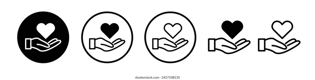 Kindness Gesture Line Icon. Generosity Act Icon in Black and White Color.