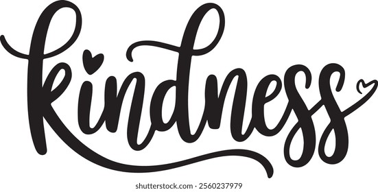 Kindness Handwritten Script Typography with Hearts Illustration