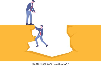 Kindness to help others from failure or crisis to stand again, support or assist in workplace or career guidance concept,

