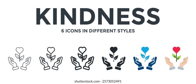 Kindness Icon In Different Style Vector Illustration. Designed In Thin Line, Regular Line, Bold Line, Glyph, Color Fill, And Flat Style Can Be Used For Web
