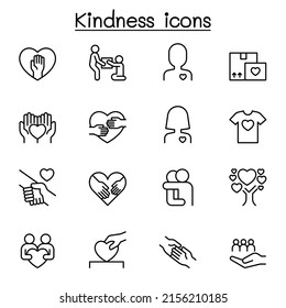 Kindness icon set in thin line style