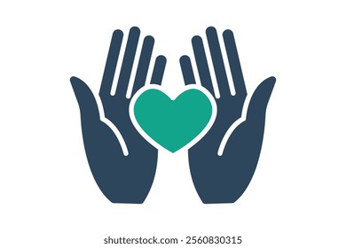 Kindness icon. solid icon style. hand with heart. icon related to donation and charity. donation elements vector illustration