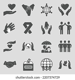 Iconos de bondad. Diseño de pegatinas. Ilustración vectorial.