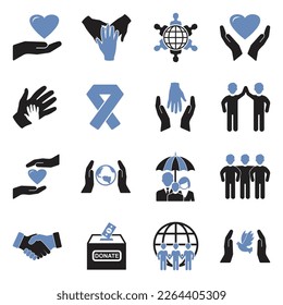 Kindness Icons. Two Tone Flat Design. Vector Illustration.