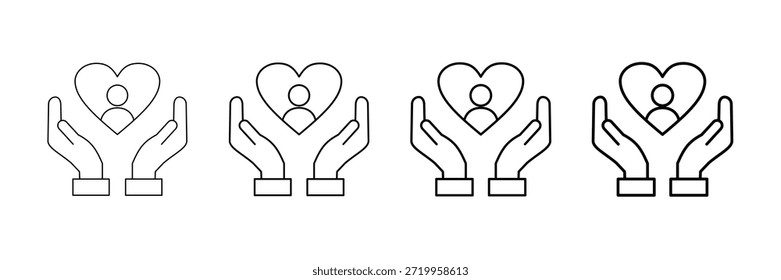 Kindness Mark Icons Vector Set In Different Stroke Line Style