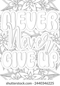 Kindness Quotes Flower Coloring Page Beautiful black and white illustration for adult coloring book