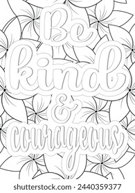  Kindness Quotes Flower Coloring Page Beautiful black and white illustration for adult coloring book