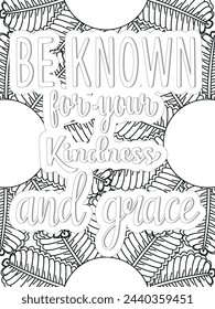  Kindness Quotes Flower Coloring Page Beautiful black and white illustration for adult coloring book