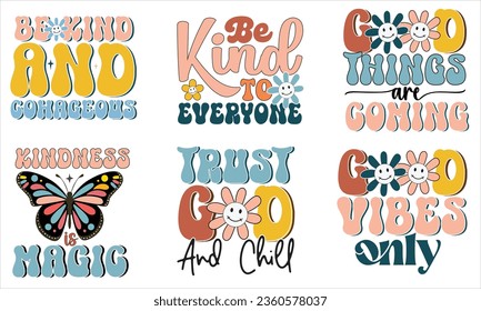 Kindness Retro SVG Design, Kindness Quotes Design, Retro Kindness Retro SVG Bundle. svg