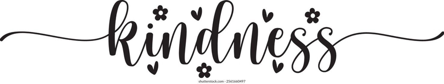 Kindness typography clip art design on plain white transparent isolated background for card, shirt, hoodie, sweatshirt, apparel, tag, mug, icon, poster or badge