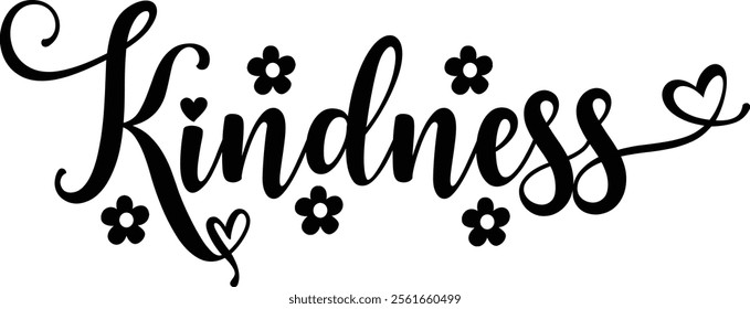 Kindness typography clip art design on plain white transparent isolated background for card, shirt, hoodie, sweatshirt, apparel, tag, mug, icon, poster or badge