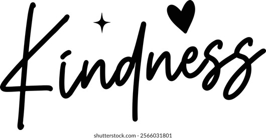 Kindness typography clip art design on plain white transparent isolated background for card, shirt, hoodie, sweatshirt, apparel, tag, mug, icon, poster or badge