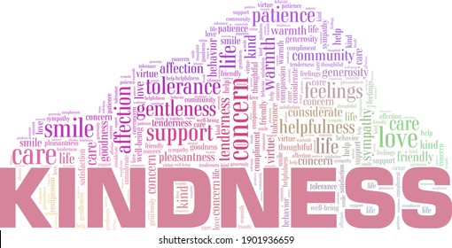 Kindness vector illustration word cloud isolated on a white background.