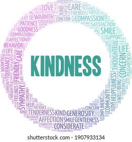 Kindness vector illustration word cloud isolated on a white background.