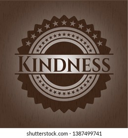 Kindness wooden emblem. Retro. Vector Illustration.