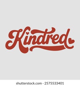 Kindred script text typography valentine vector  transparent background