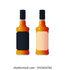 Kinds of Bottles with Liquid on White Background. Modern Vector Illustration. Social Media Ads.