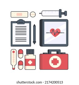 Gerätetypen Medizin einfache Vektordesign-Set