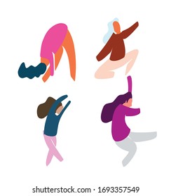 kinds of flat design illustrations people are yoga in package form and many styles