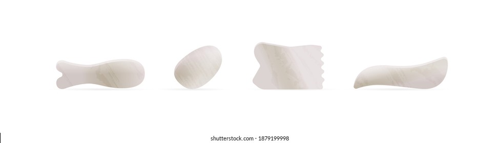 Kinds of Gua Sha Stones with Marble Texture for Beauty Facial Massage Therapy. Skin Care Anti-Aging Tools. Social Media Banner.