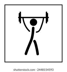 Kinds of sports. Barbell. Sports at the 2024 Summer Olympics in Paris. Monochrome template for poster. Design element. Vector illustration