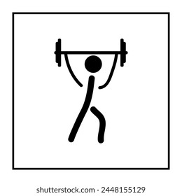 Kinds of sports. Barbell. Sports at the 2024 Summer Olympics in Paris. Monochrome template for poster. Design element. Vector illustration