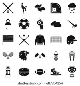 Kinds of sports icons set. Simple set of 25 kinds of sports vector icons for web isolated on white background