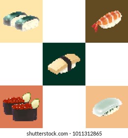 Kinds Of Sushi, Pixel Art, Collection
