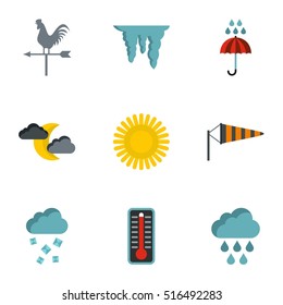Kinds of weather icons set. Flat illustration of 9 kinds of weather vector icons for web