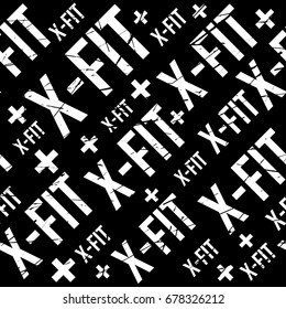 Kinesio tape horizontal seamless pattern or background. Fitness grunge design elements, gym x fit label, sport textile