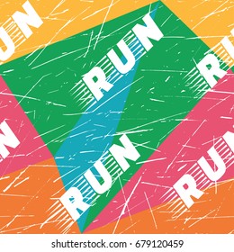 Kinesio tape horizontal seamless pattern or background. Fitness run colorful Scratched elements, sport label, textile