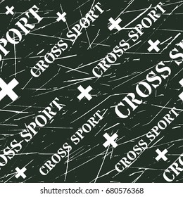 Kinesio tape horizontal seamless pattern or background. Cross sport grunge design elements, circle training label, sport textile fabric vector