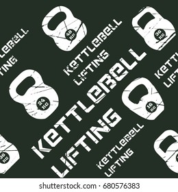 Kinesio tape horizontal seamless pattern or background. kettlebell lifting grunge design elements, sport textile fabric vector
