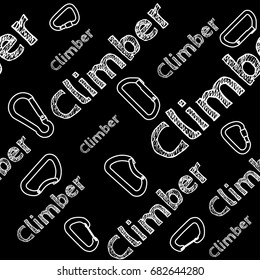 Kinesio tape horizontal seamless pattern or background. Climber chalky carabiner, sport textile vector
