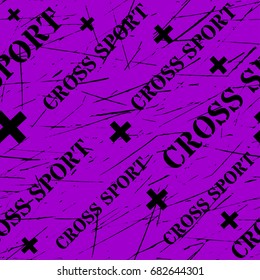 Kinesio tape horizontal seamless pattern or background. Cross sport purple grunge design elements, sport textile