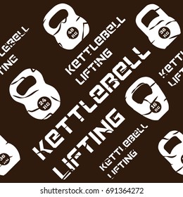 Kinesio tape horizontal seamless pattern or background. kettlebell lifting brown grunge design elements, textile