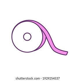 Kinesiology tape RGB color icon. Reducing muscle fatigue. Enhancing recovery. Inflammation healing. Pain, swelling reduction. Muscle facilitation. Increasing mobility. Isolated vector illustration