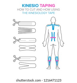 Kinesiology taping. How to cut and how using the kinesio tape for your design