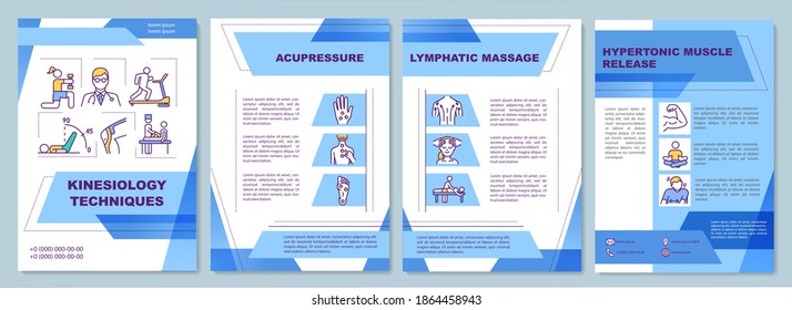 Kinesiology Techniques Brochure Template. Lymphatic Massage. Flyer, Booklet, Leaflet Print, Cover Design With Linear Icons. Vector Layouts For Magazines, Annual Reports, Advertising Posters