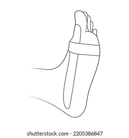 Kinesiology Therapeutic Sports Tape On Big Toe Bone Sketch Vector Illustration.