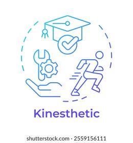 Kinesthetic learning blue gradient concept icon. Learning through hands on activities. Special education. Round shape line illustration. Abstract idea. Graphic design. Easy to use in blog post